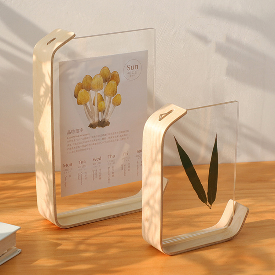Bamboo Photo Frame - กรอบรูปไม้อะคริลิค Herbarium กรอบปฏิทิน DIY กรอบรูปสําหรับงานแต่งงานกรอบรูปตกแต่ง
