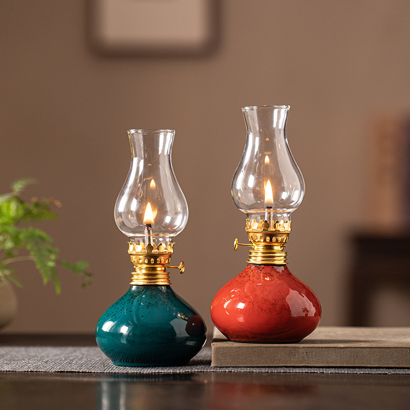 Home Decor Zen - โคมไฟเซรามิคลายดอกบัวสไตล์วินเทจ - แสงไฟสร้างบรรยากาศห้องน้ำชา ตกแต่งพิธีชงชาแบบเซนสำหรับบ้าน