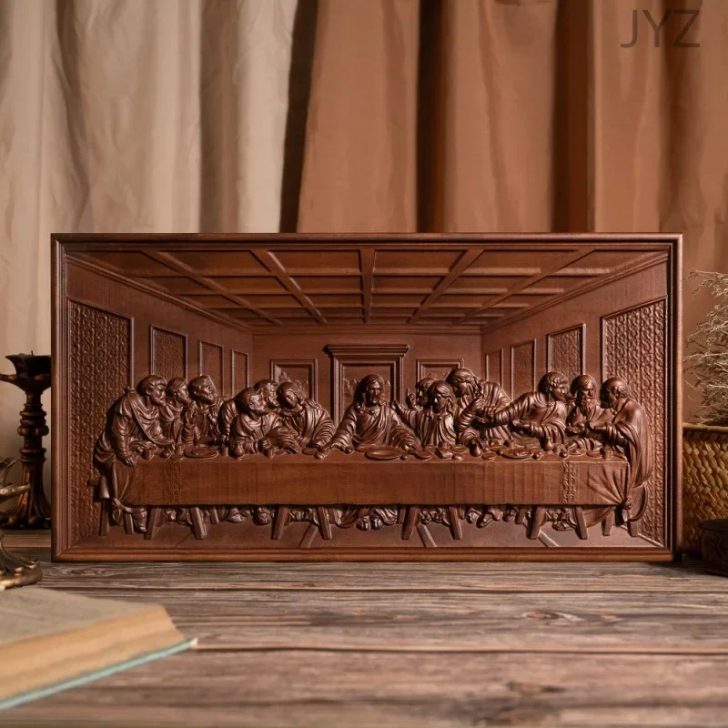 Home Decor Jesus - แผ่นไม้แกะสลักติดผนังขนาด 50 ซม. ภาพวาดชื่อดัง ภาพพระกระยาหารมื้อสุดท้าย ของตกแต่งบ้าน