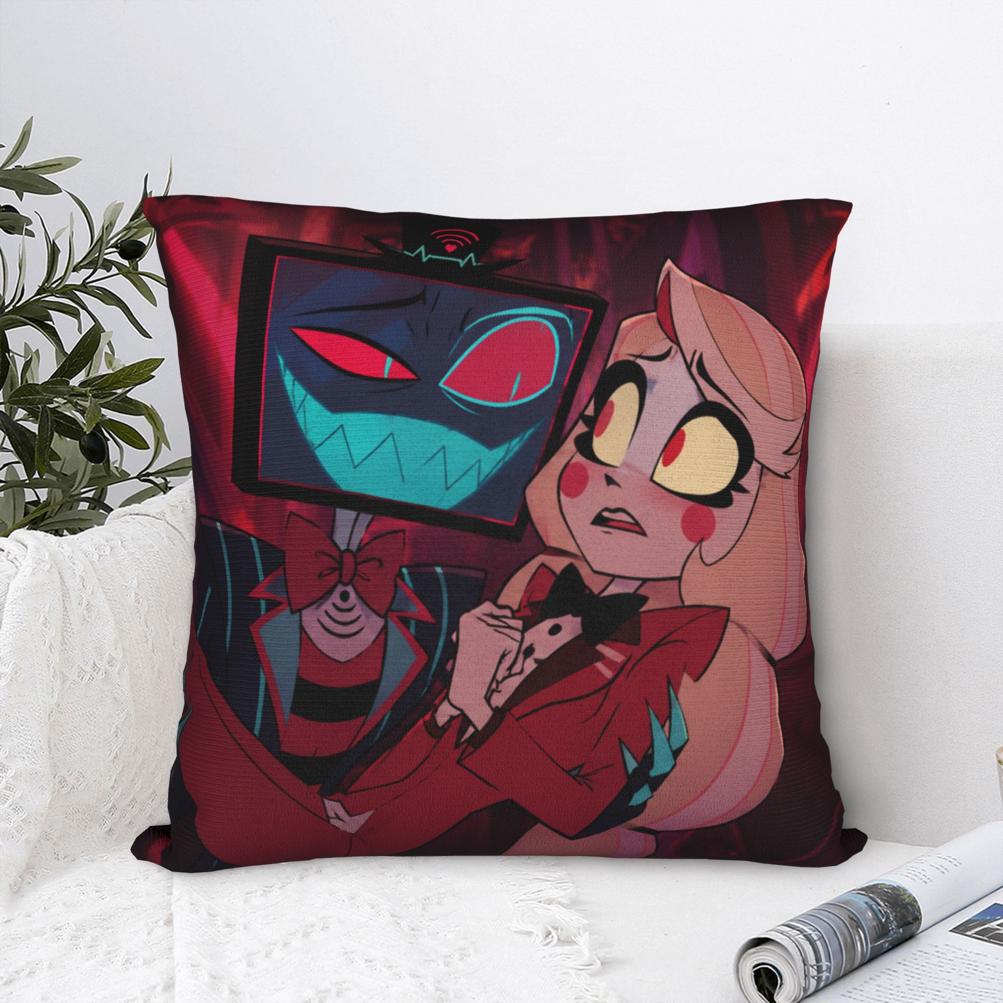Home Decor Solo - Hazbins Hoteling Vox ปลอกหมอนโลหะแบบเดี่ยว ปลอกหมอนนุ่มสบายสำหรับโซฟา เตียง