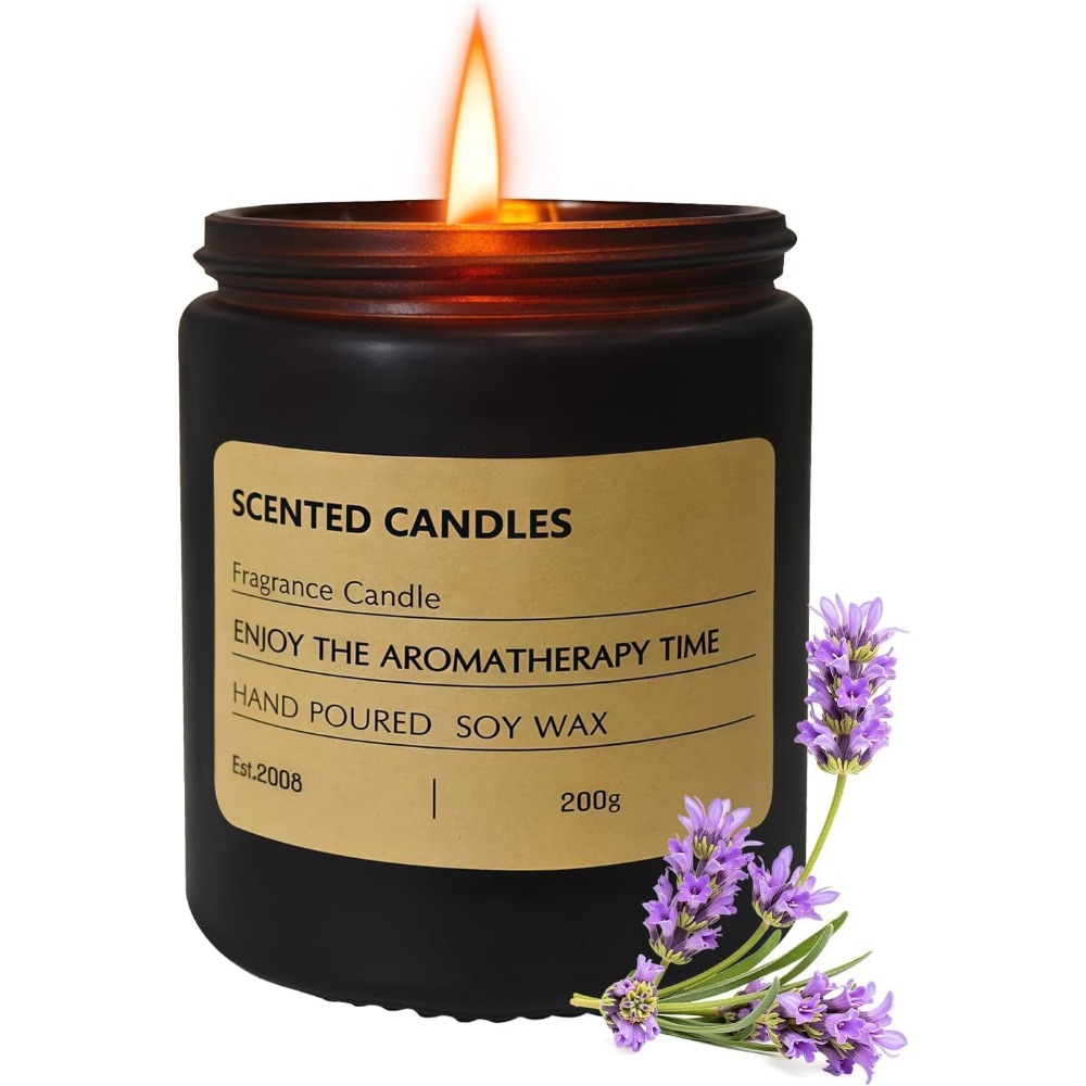 Scented Candle Set - เทียนหอมติดทนนานสำหรับผู้ชาย กลิ่นลาเวนเดอร์ เทียนถั่วเหลือง ระยะเวลาการเผาไหม้ 40 ชั่วโมง