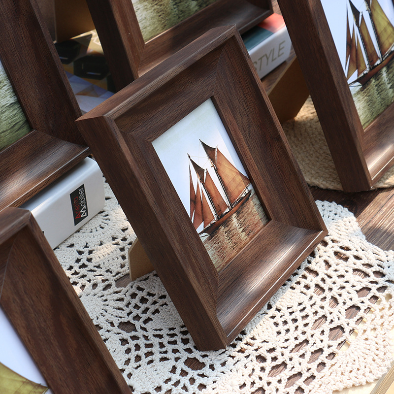 Bamboo Photo Frame - กรอบรูปเรซิ่นวินเทจคลาสสิกโต๊ะกรอบสําหรับห้องนั่งเล่นElegantผู้ถือรูปภาพ,Retro Artกรอบตกแต่งบ้าน