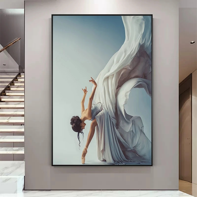 Home Decor Zen - โมเดิร์นสาวเต้นรําบัลเล่ต์ภาพวาดผ้าใบ Elegant Dancer Wall Art ภาพโปสเตอร์พิมพ์สําหรับห้องนั่งเล่น