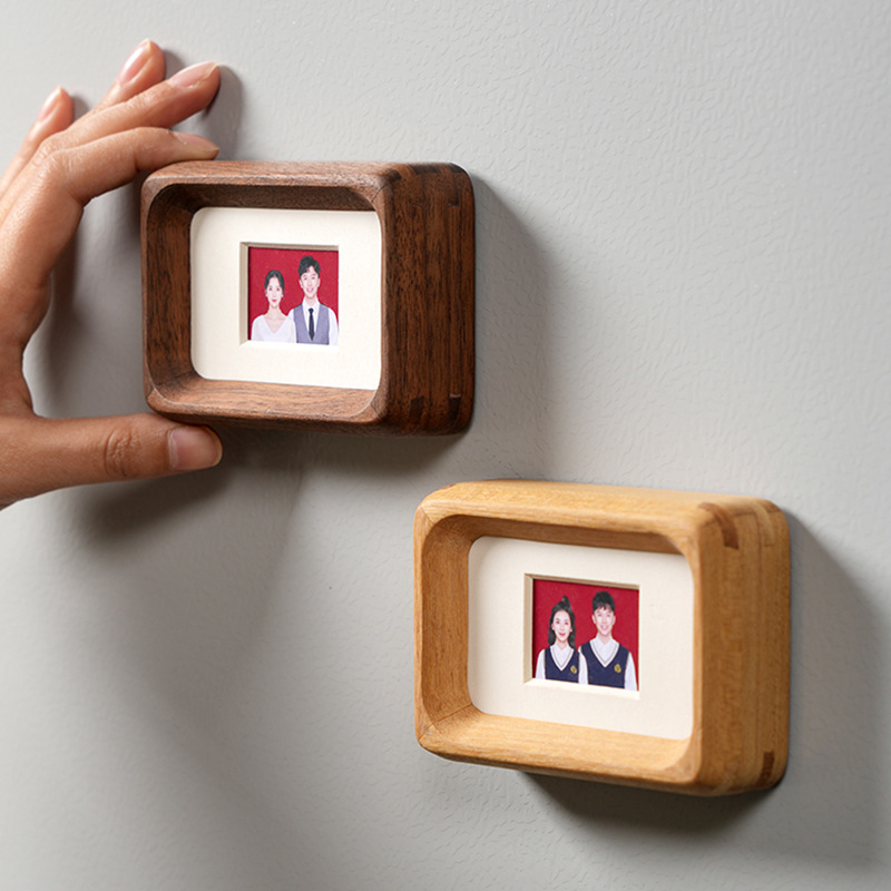 Bamboo Photo Frame - กรอบรูปแม่เหล็กติดตู้เย็น 3 '4' นิ้ว สีดำวอลนัท กรอบรูปแม่เหล็กแข็งแรง