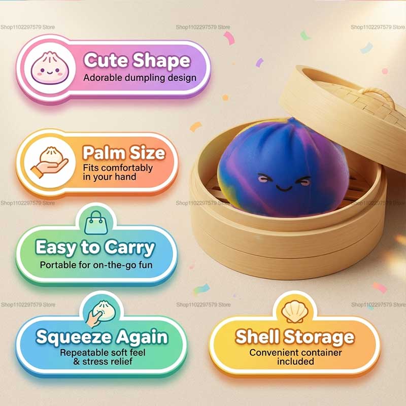 Home Decor Unique Items - ของเล่นรูปขนมปังนึ่งสีรุ้งแบบใหม่ พร้อมกล่องนึ่ง ของเล่นบีบคลายเครียด รูปทรงขนมปังนึ่งเหมือนจริง สำหรับบรรเทาความวิตกกังวลทางประสาทสัมผัส