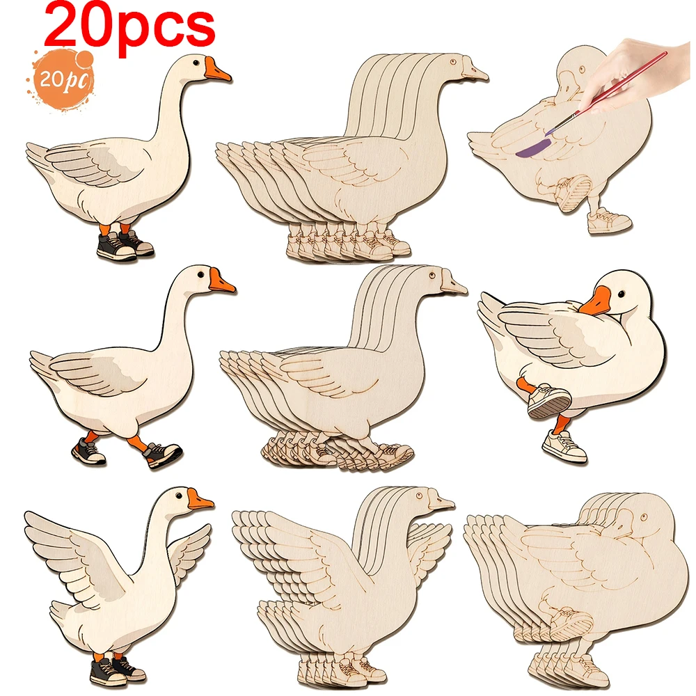 Home Decor Kit - ชุดงานฝีมือไม้ยังไม่เสร็จสมบูรณ์ 20 ชิ้น 4 แบบ ชุดงานฝีมือไม้รูปห่าน
