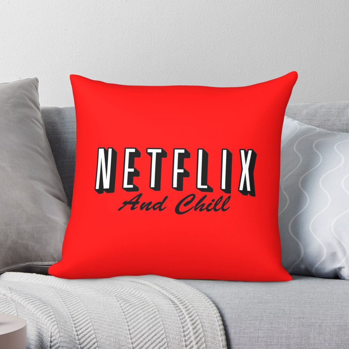 Home Decor Netflix - เน็ตฟลิกซ์ แอนด์ ชิล รีด สแควร์ปลอกหมอนโพลีเอสเตอร์ ผ้าลินิน