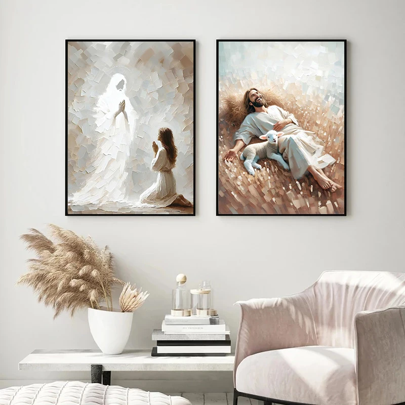 ภาพพิมพ์บนผ้าใบแบบไร้กรอบ 1 ชิ - Home Decor Jesus บทวิจารณ์และราคา
