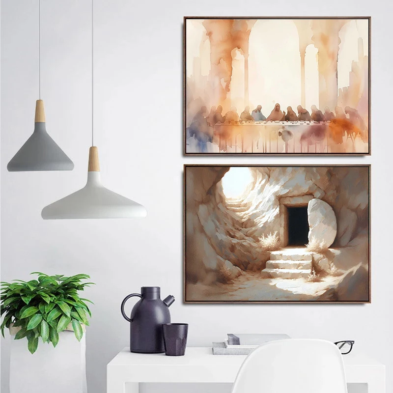 ภาพพิมพ์บนผ้าใบแบบไร้กรอบ 1 ชิ - Home Decor Jesus บทวิจารณ์และราคา
