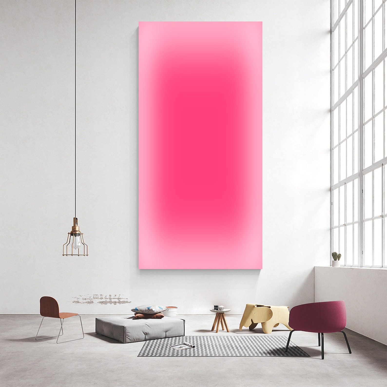 ภาพพิมพ์ศิลปะบนผืนผ้าใบสีชมพูไ - Home Decor Dopamine บทวิจารณ์และราคา
