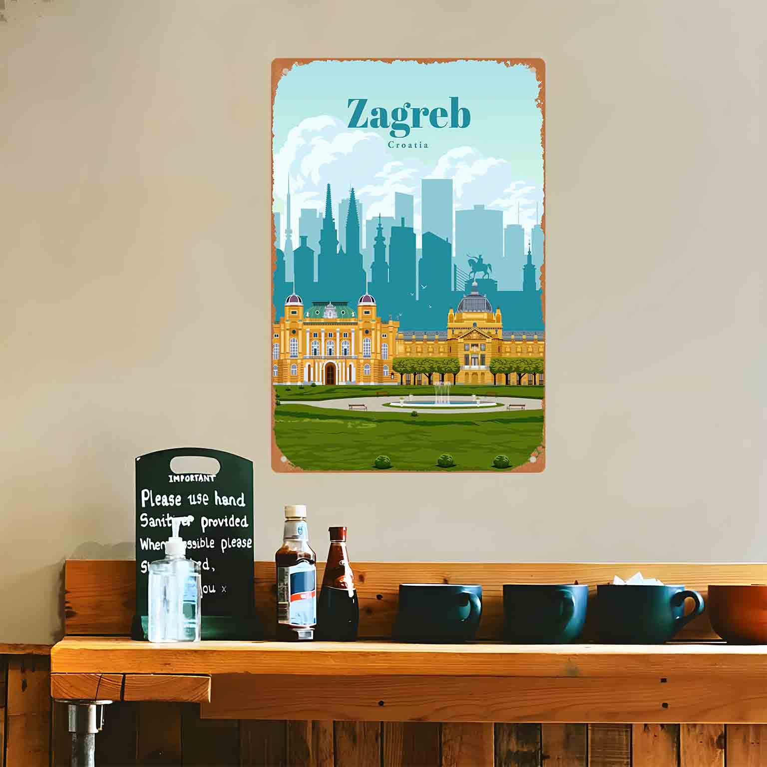ป้ายโลหะตกแต่งผนังรูปภาพเมืองซ - Home Decor Zagreb บทวิจารณ์และราคา