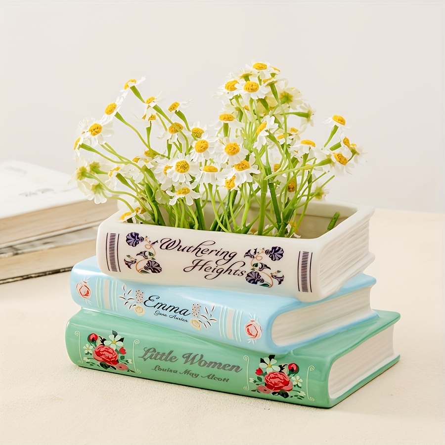 แจกันเซรามิครูปหนังสือสามชั้น  - Home Decor Dopamine บทวิจารณ์และราคา
