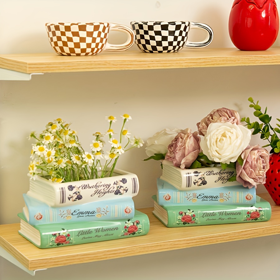 แจกันเซรามิครูปหนังสือสามชั้น  - Home Decor Dopamine บทวิจารณ์และราคา