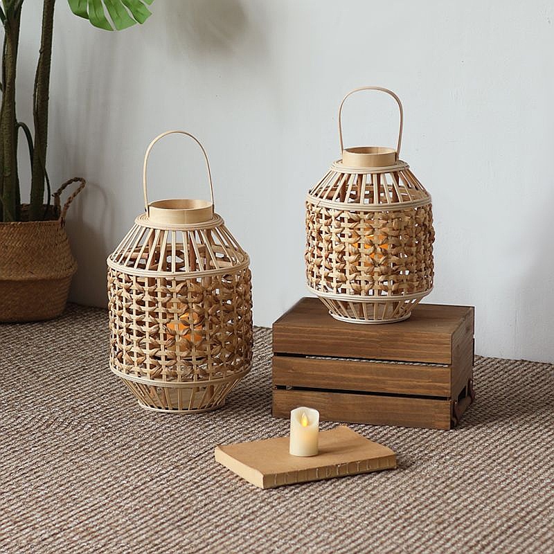 โคมไฟฟางสไตล์จีนโบราณแบบย้อนยุ - Flooring Home Decor บทวิจารณ์และราคา