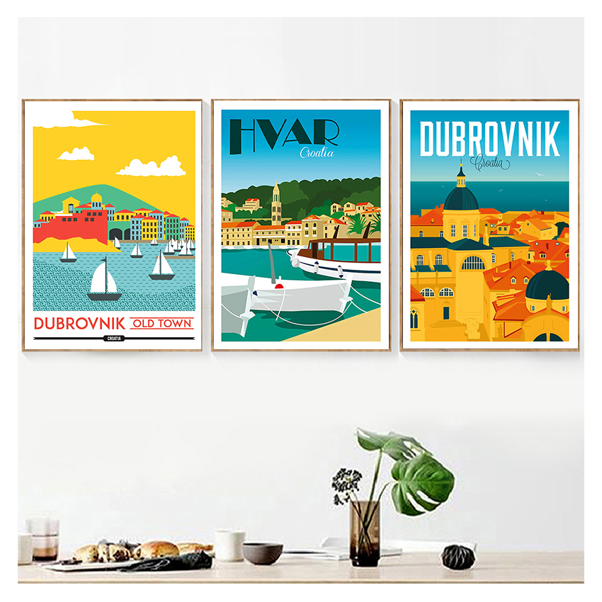 โปสเตอร์ท่องเที่ยวภาพวาดผ้าใบโ - Home Decor Zagreb บทวิจารณ์และราคา