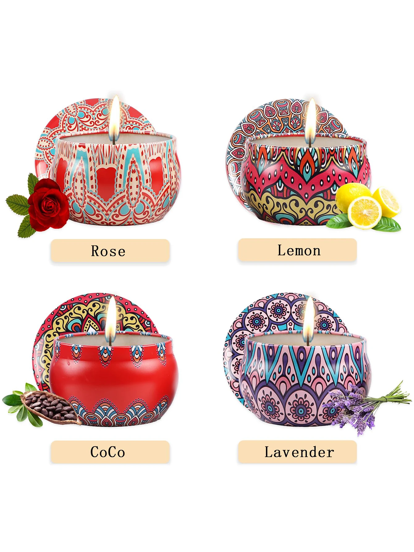 กล่องของขวัญเทียนหอม4ชิ้น/เซ็ต - Scented Candle Set บทวิจารณ์และราคา
