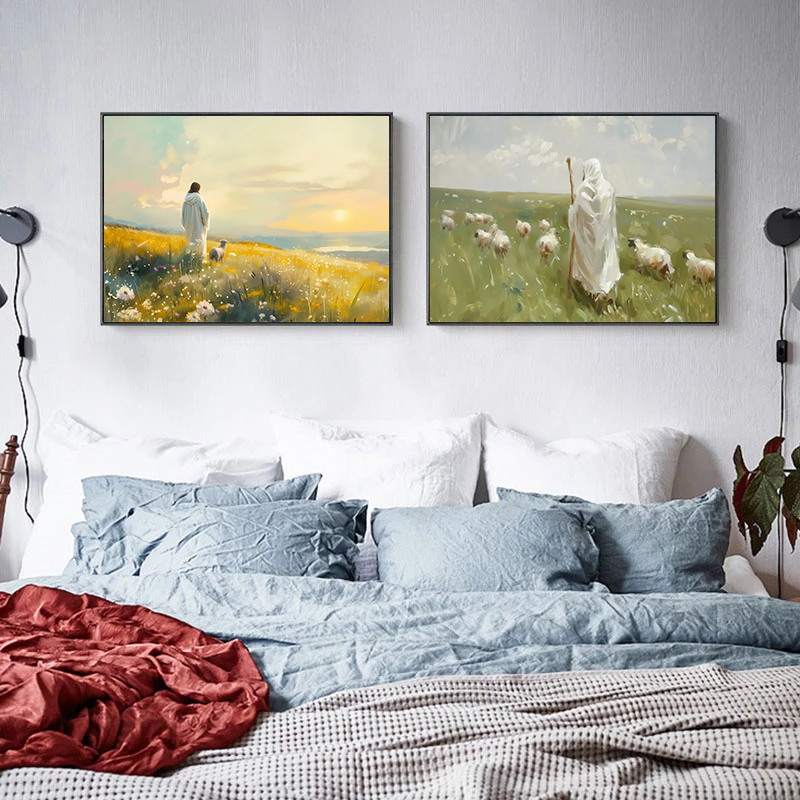 โปสเตอร์ภาพพระเยซูคริสต์และแกะ - Home Decor Jesus บทวิจารณ์และราคา
