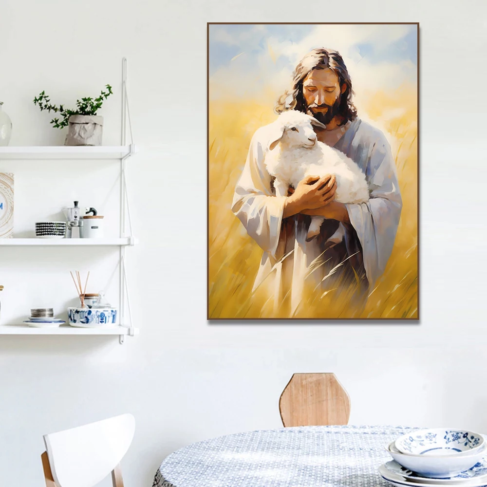 โปสเตอร์ภาพพระเยซูคริสต์และแกะ - Home Decor Jesus บทวิจารณ์และราคา