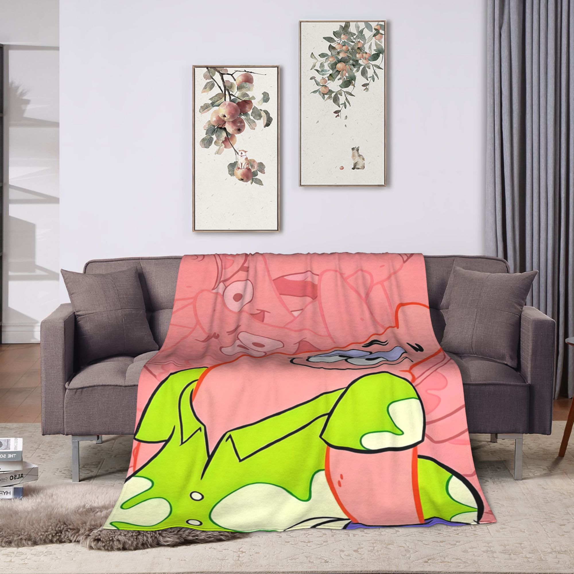 ผ้าห่มลายแพทริคสีชมพูอ่อนของสป - Home Decor Solo บทวิจารณ์และราคา