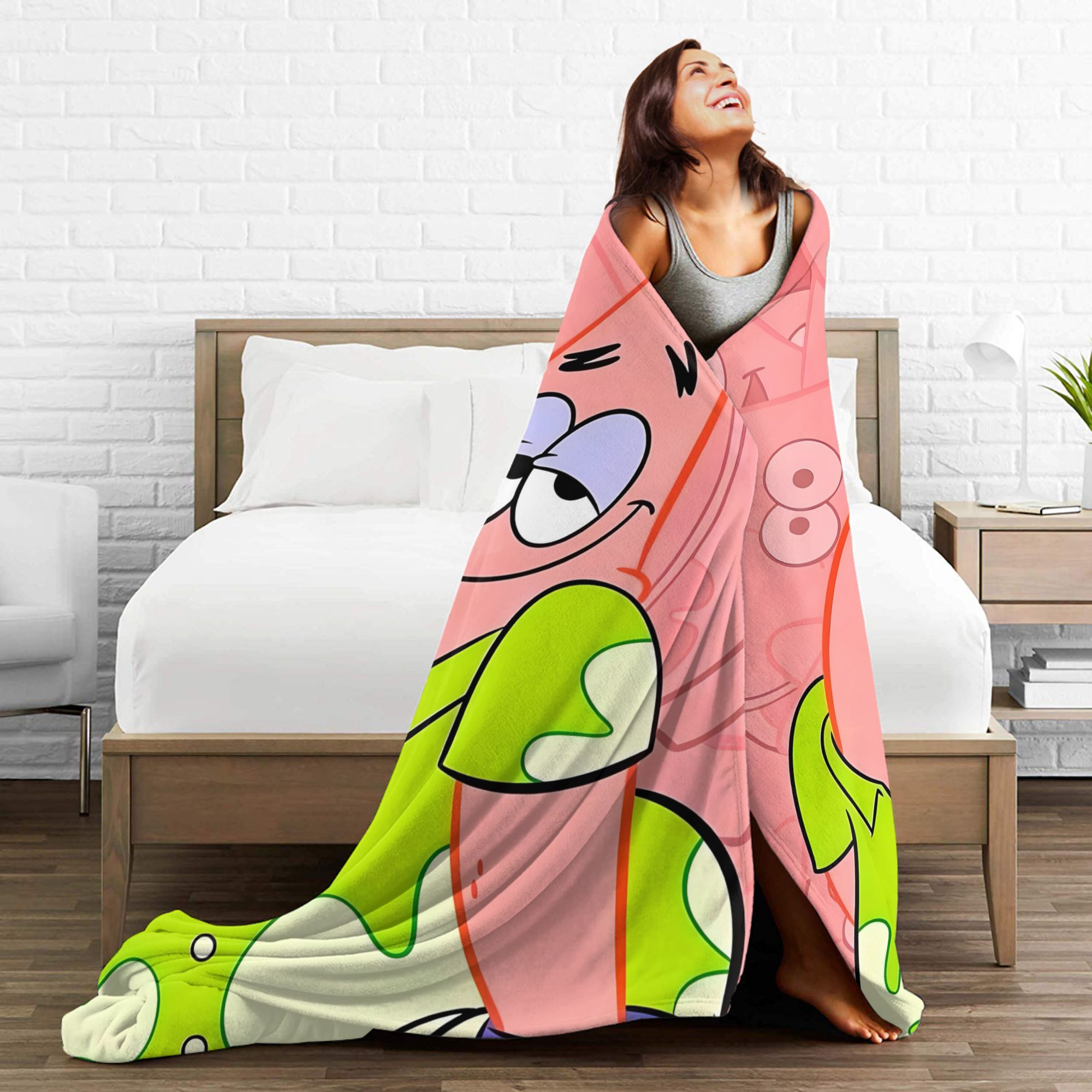 ผ้าห่มลายแพทริคสีชมพูอ่อนของสป - Home Decor Solo บทวิจารณ์และราคา