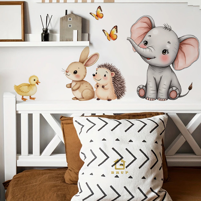 การ์ตูนสัตว์สติ๊กเกอร์ติดผนัง- - Flooring Home Decor บทวิจารณ์และราคา