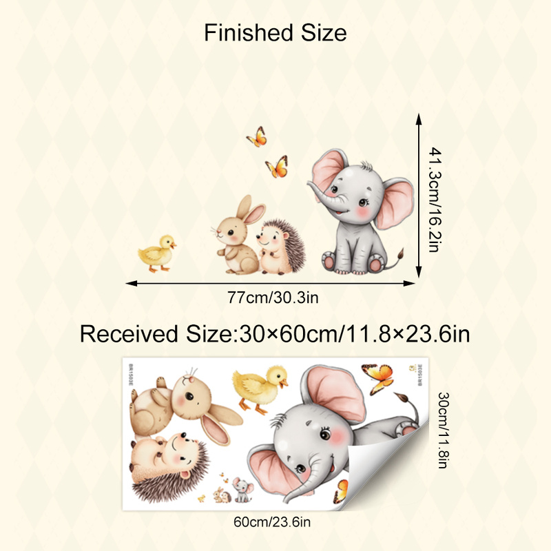 การ์ตูนสัตว์สติ๊กเกอร์ติดผนัง- - Flooring Home Decor บทวิจารณ์และราคา