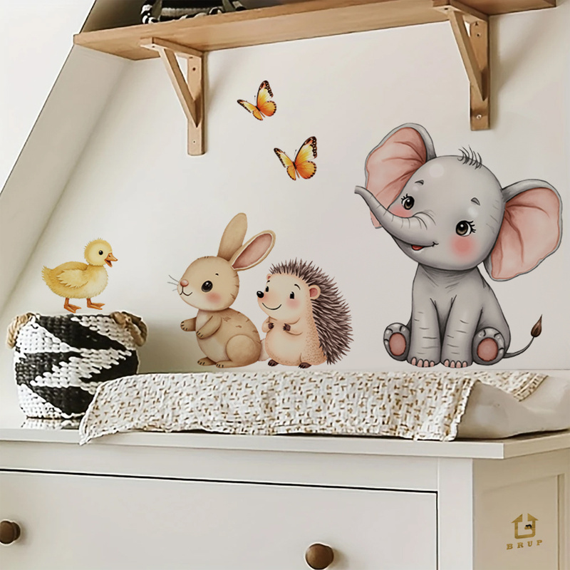 การ์ตูนสัตว์สติ๊กเกอร์ติดผนัง- - Flooring Home Decor บทวิจารณ์และราคา
