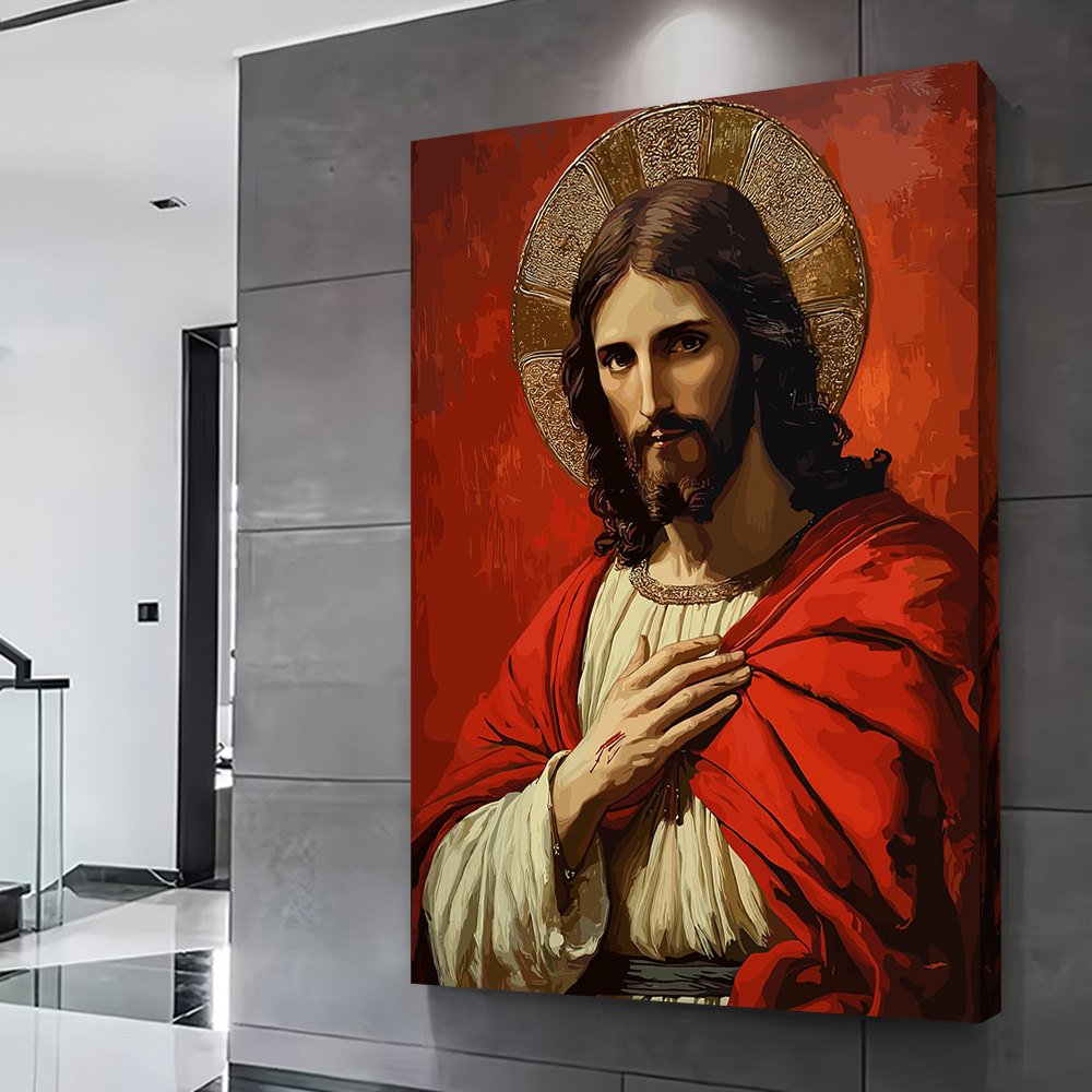 ภาพพระเยซูคริสต์พร้อมวงแหวนแสง - Home Decor Jesus บทวิจารณ์และราคา