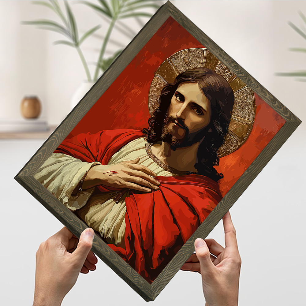 ภาพพระเยซูคริสต์พร้อมวงแหวนแสง - Home Decor Jesus บทวิจารณ์และราคา