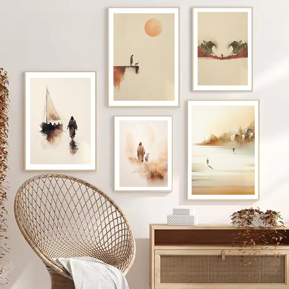 ภาพวาดสีน้ำพระเยซูออกจากสวนเกธ - Home Decor Jesus บทวิจารณ์และราคา