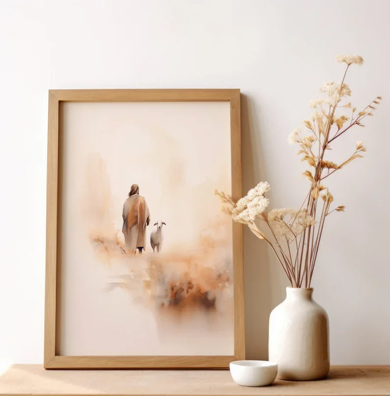 ภาพวาดสีน้ำพระเยซูออกจากสวนเกธ - Home Decor Jesus บทวิจารณ์และราคา