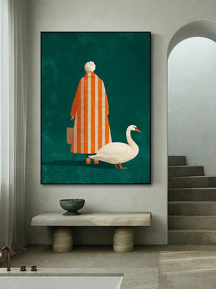 รูปในสีส้มสีขาวลายโปสเตอร์พิมพ - Home Decor Zen บทวิจารณ์และราคา