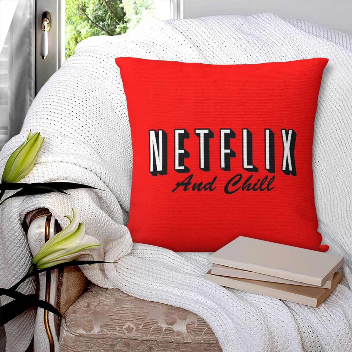 เน็ตฟลิกซ์ แอนด์ ชิล รีด สแควร - Home Decor Netflix บทวิจารณ์และราคา